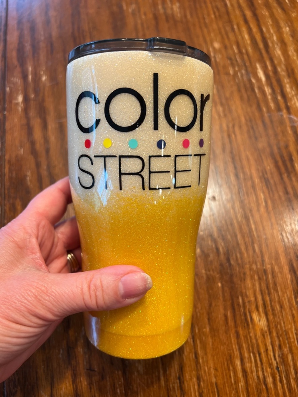 Color Street Yellow to White Glitter Ombre Tumbler